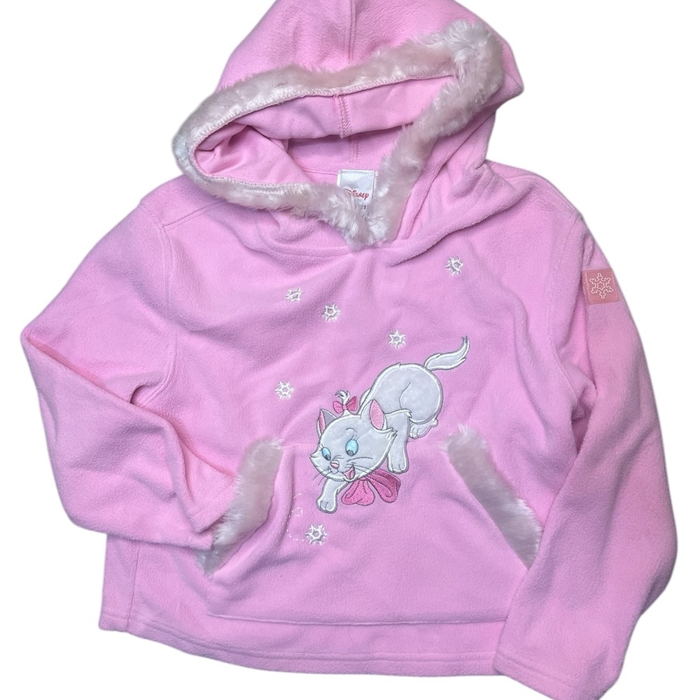 Disney store vintage y2k aristocrats Pink Sweatshirt hoodie fleece with fur faux